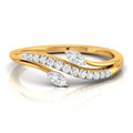 yellow Gold ring with diamond accents on a white background