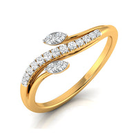 yellow Gold ring with diamonds on a white background