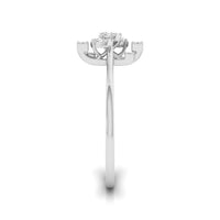 A silver-toned diamond engagement ring setting with a round center stone, shown from the back on a clean white background. white gold
