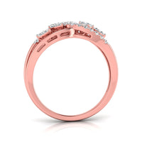 Rose gold ring with diamonds on a white background