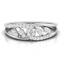 Silver ring with diamond accents on a white background white gold