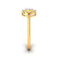yellow Gold ring with diamond accents on a white background