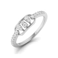 A silver-colored diamond ring with a central marquise-cut diamond cluster and pavé-set diamonds along the band, shown on a clean white background. white gold