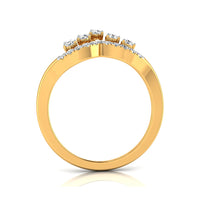yellow Gold ring with diamonds on a white background