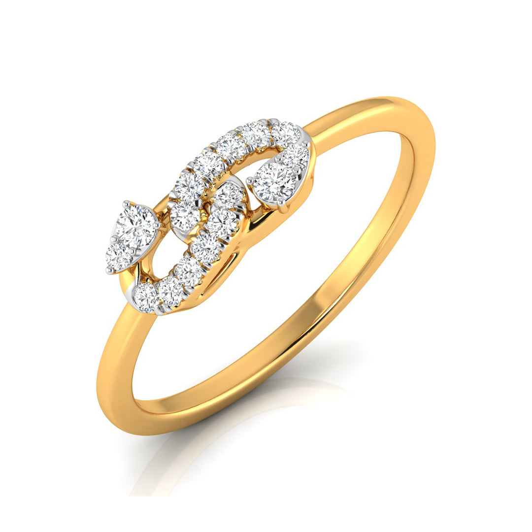 A yellow gold ring featuring a coiled snake design paved with small round and marquise-cut white gemstones, shown on a clean white background.