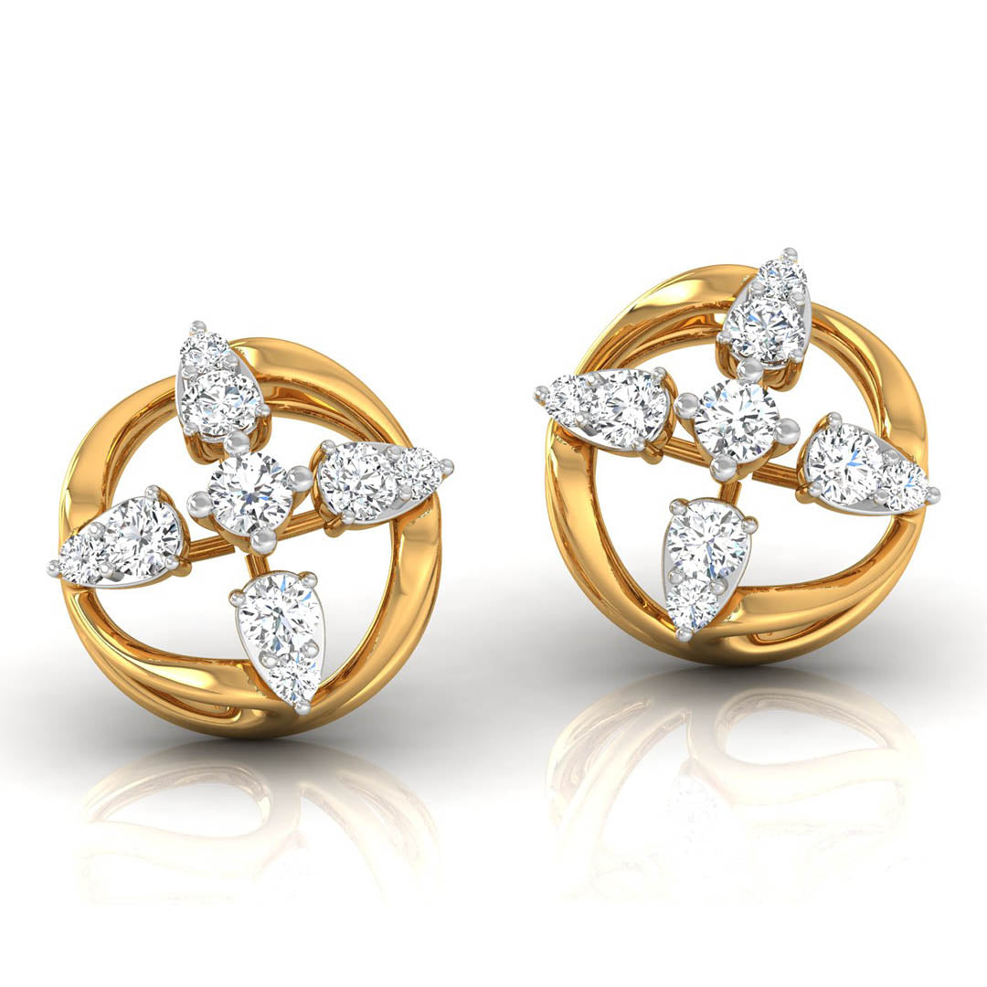 Daily Spark Clover Orbit Diamond Stud Earrings