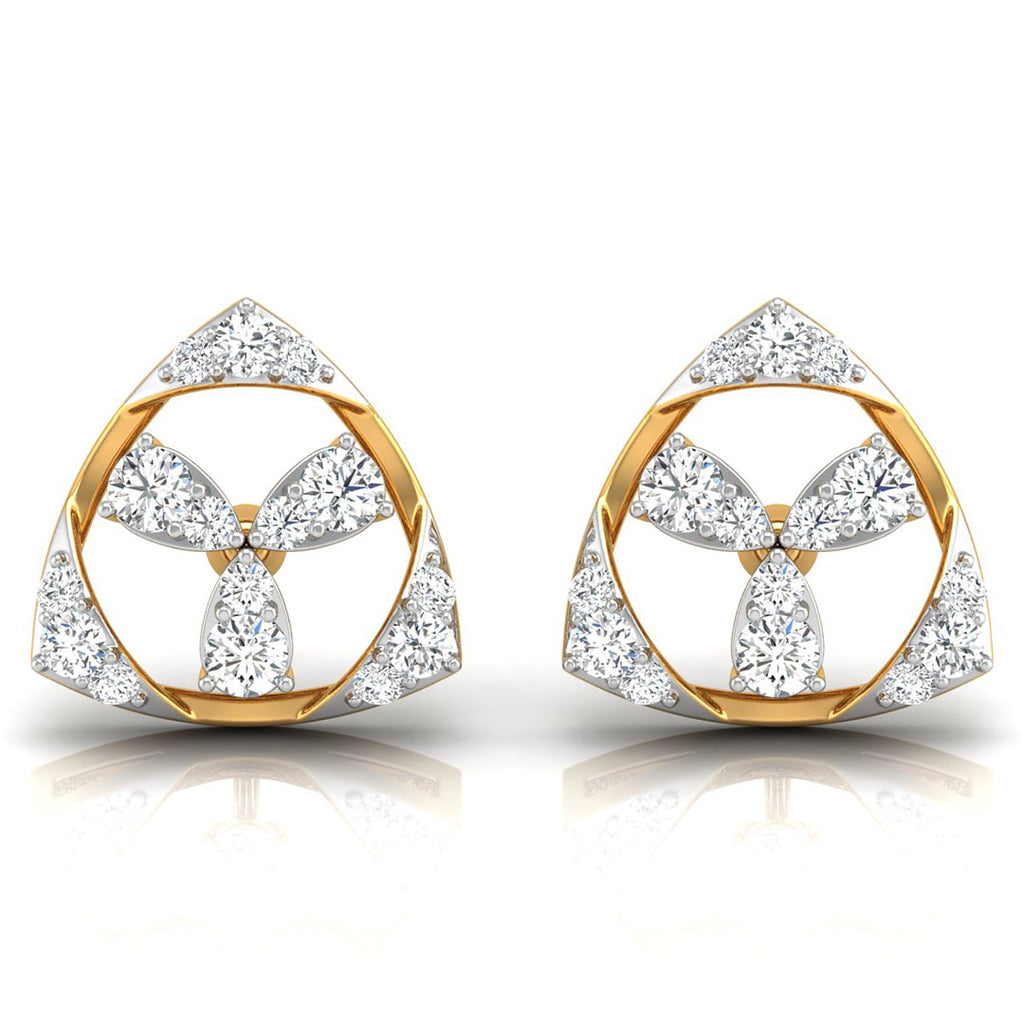 Daily Spark Trinity Shield Diamond Stud Earrings
