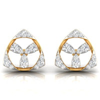 Daily Spark Trinity Shield Diamond Stud Earrings