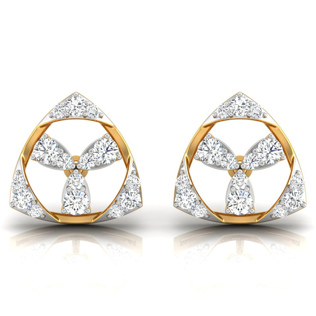 Daily Spark Trinity Shield Diamond Stud Earrings