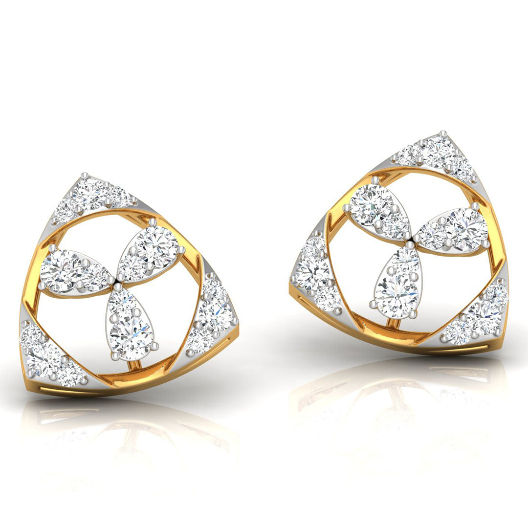 Daily Spark Trinity Shield Diamond Stud Earrings