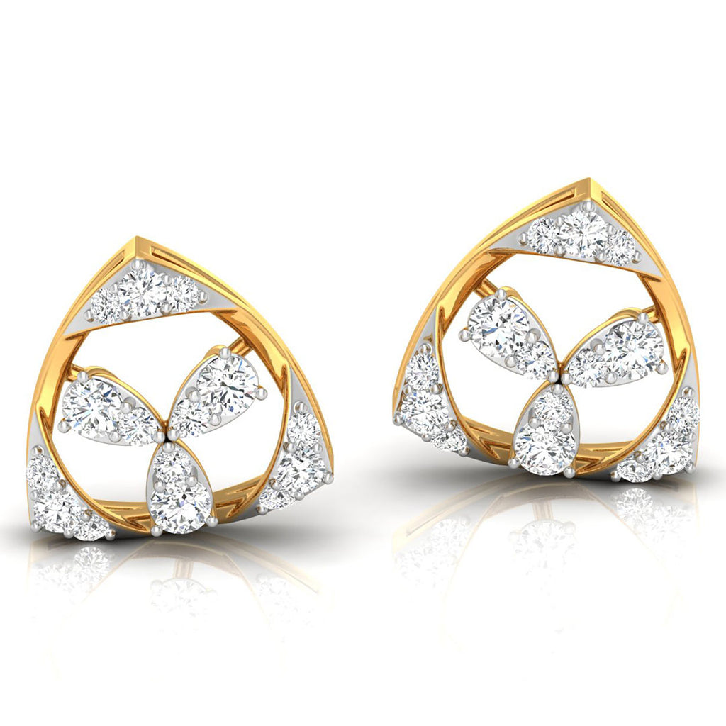 Daily Spark Trinity Shield Diamond Stud Earrings