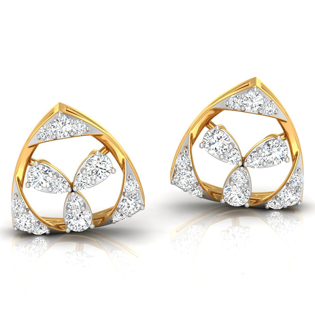 Daily Spark Trinity Shield Diamond Stud Earrings