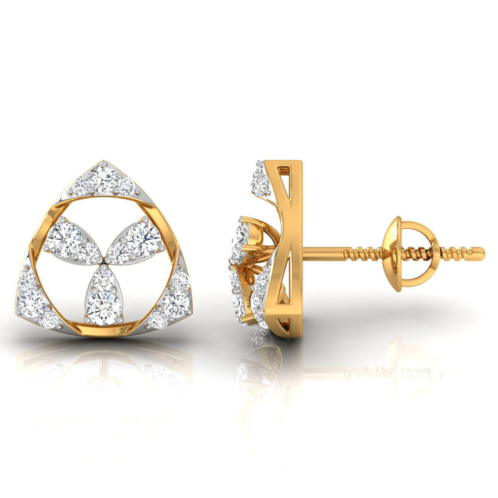 Daily Spark Trinity Shield Diamond Stud Earrings