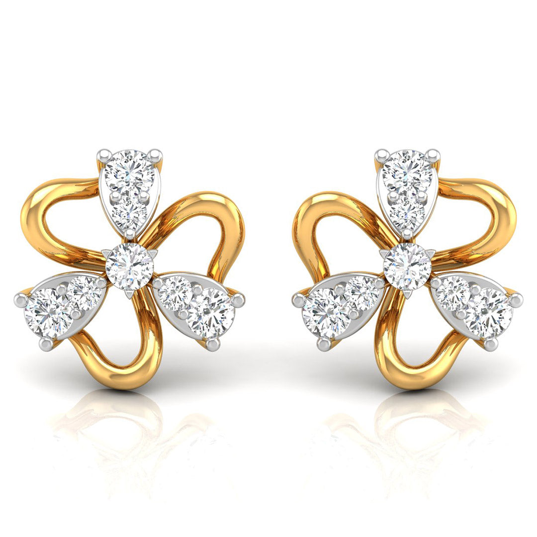 Daily Spark Petal Pinwheel Diamond Stud Earrings