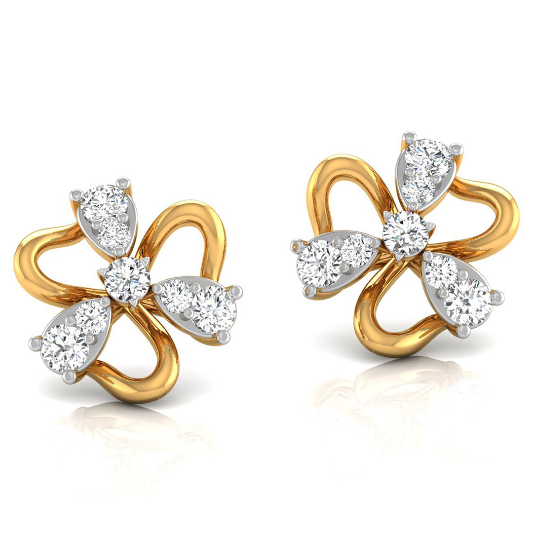 Daily Spark Petal Pinwheel Diamond Stud Earrings