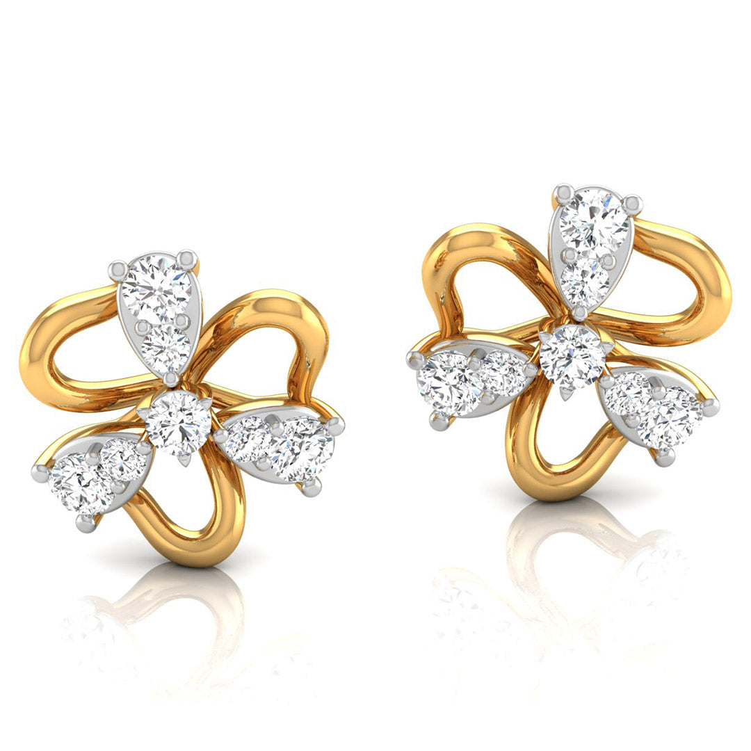 Daily Spark Petal Pinwheel Diamond Stud Earrings