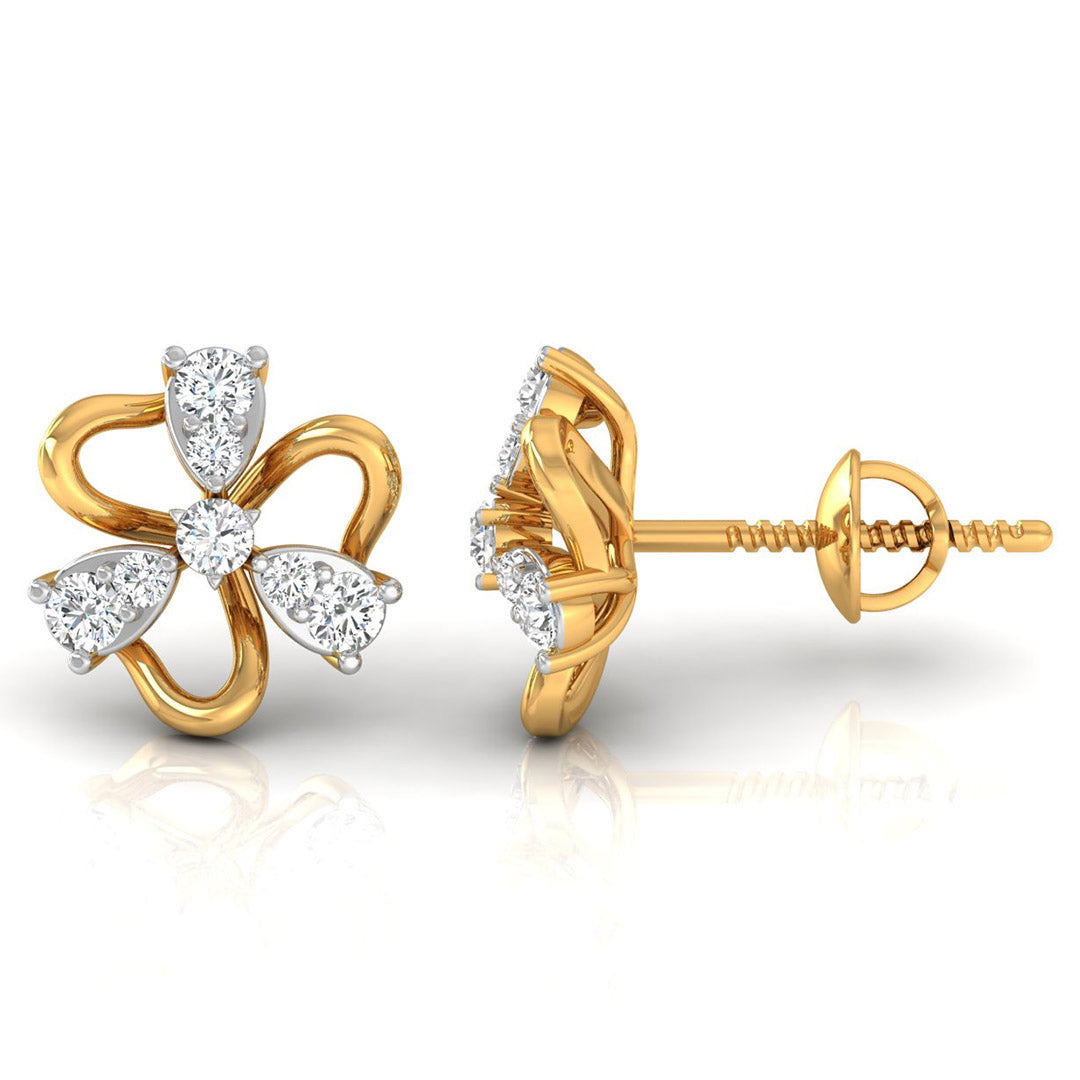 Daily Spark Petal Pinwheel Diamond Stud Earrings