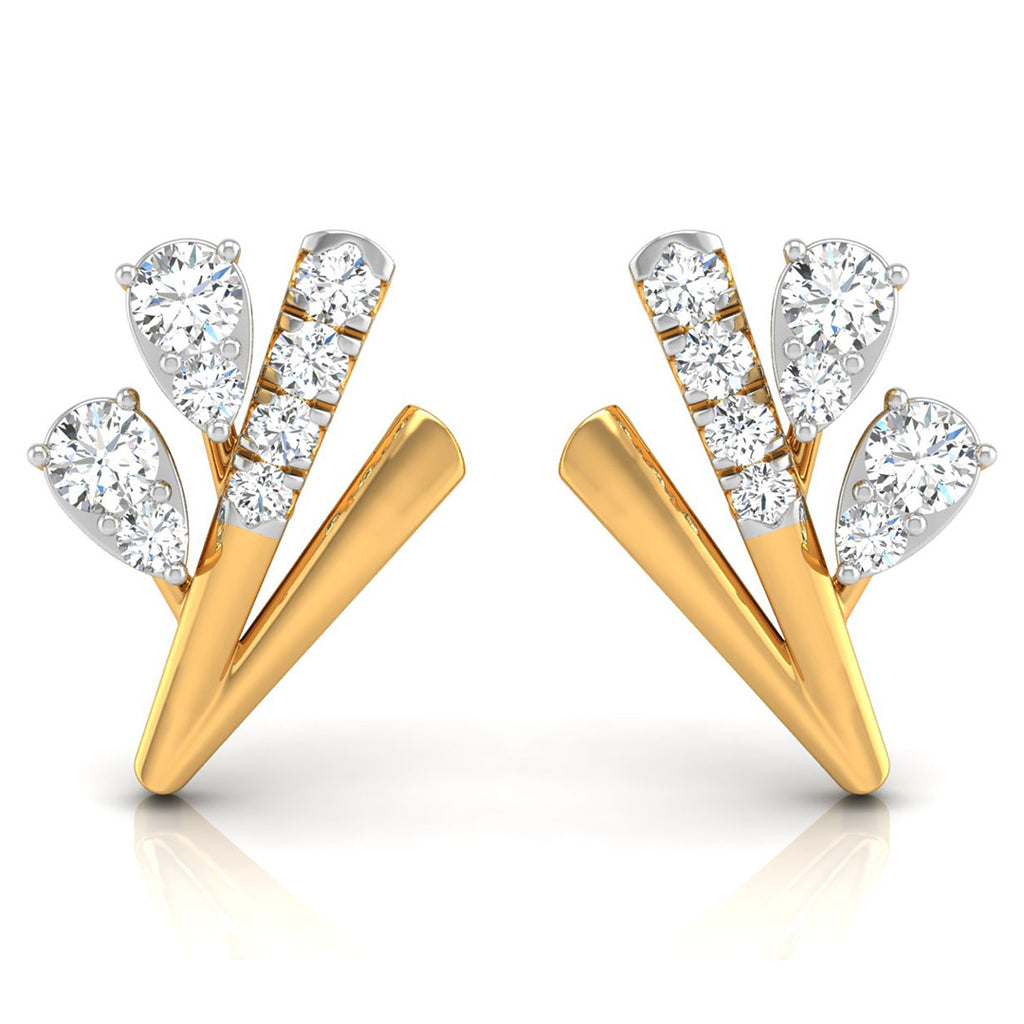 Daily Spark Feather Plume Diamond Stud Earrings