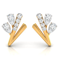 Daily Spark Feather Plume Diamond Stud Earrings