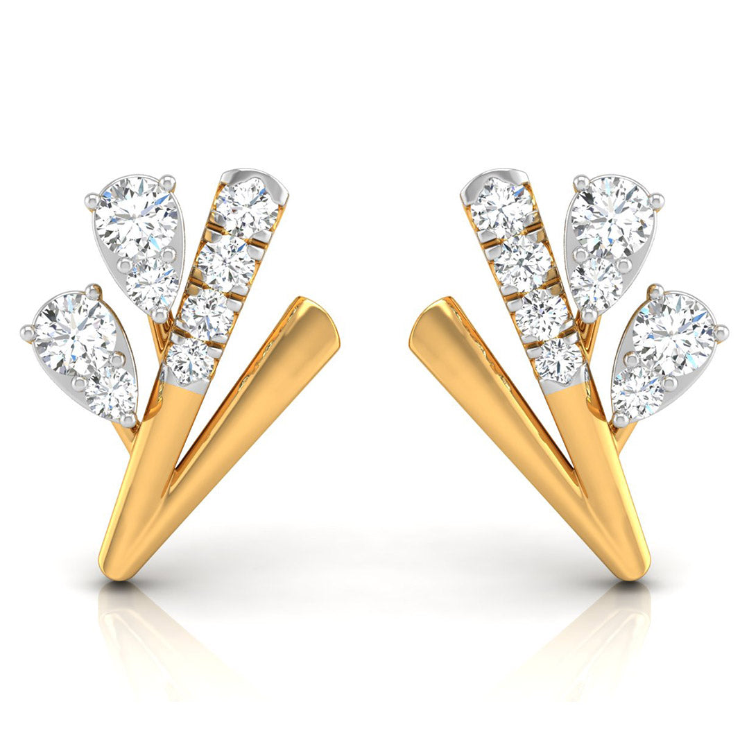Daily Spark Feather Plume Diamond Stud Earrings