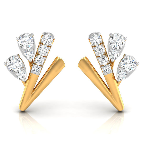 Daily Spark Feather Plume Diamond Stud Earrings