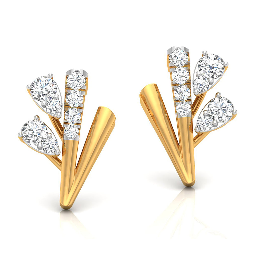 Daily Spark Feather Plume Diamond Stud Earrings