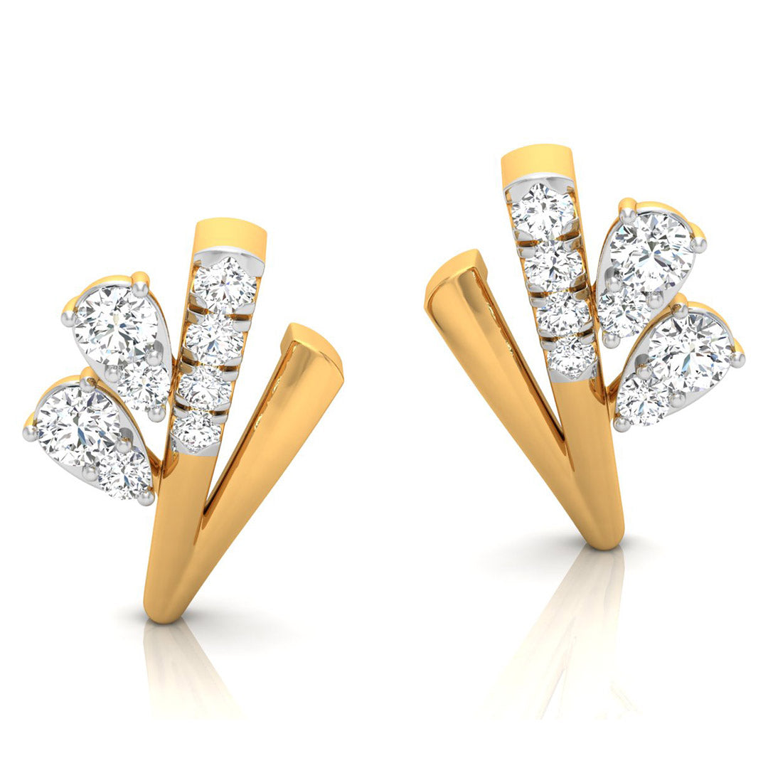 Daily Spark Feather Plume Diamond Stud Earrings