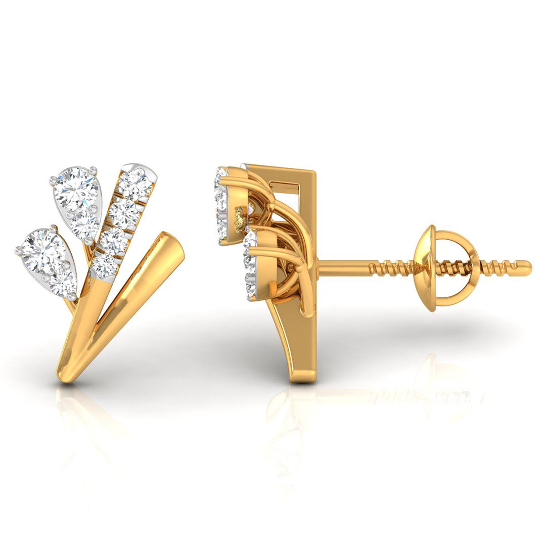 Daily Spark Feather Plume Diamond Stud Earrings