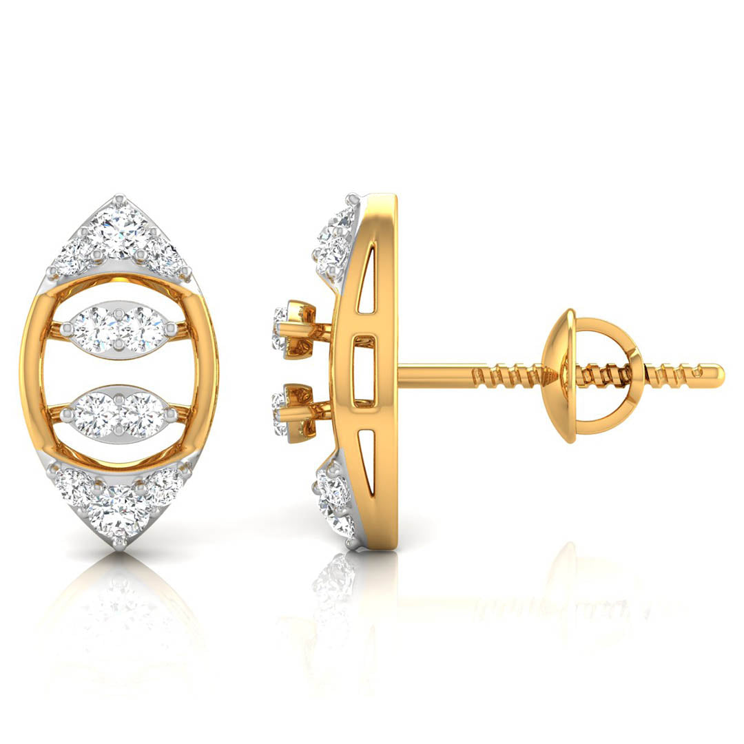 Daily Spark Navette Frame Diamond Stud Earrings