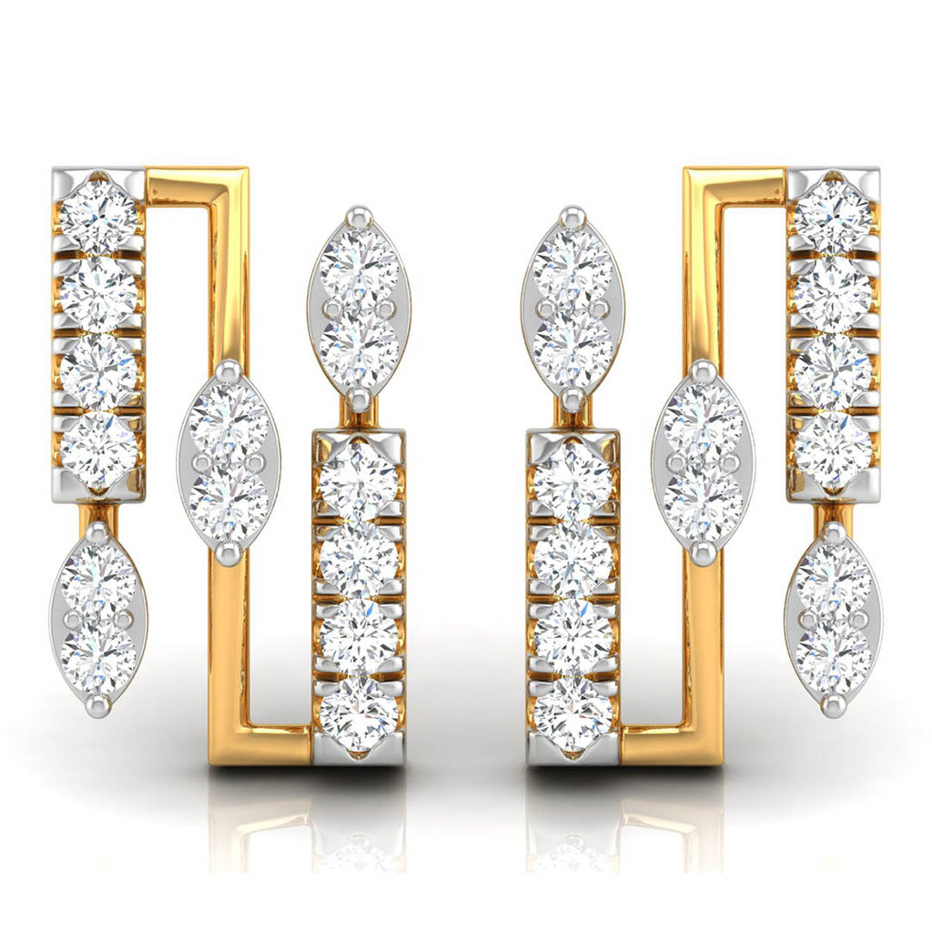 Daily Spark Deco Bar Stack Diamond Stud Earrings