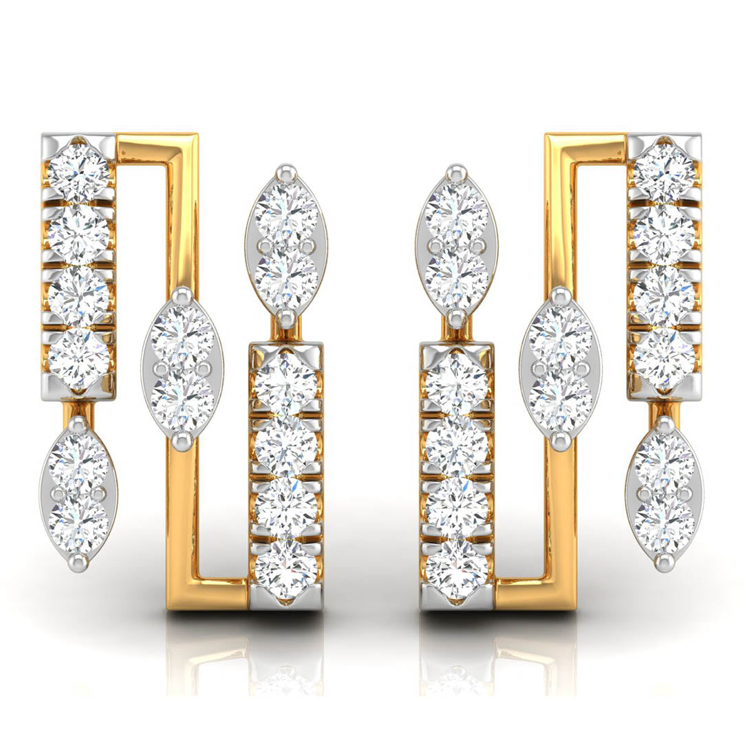 Daily Spark Deco Bar Stack Diamond Stud Earrings