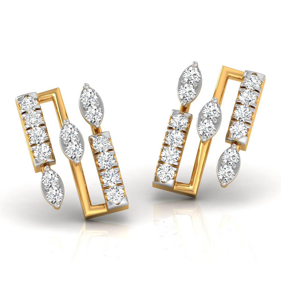 Daily Spark Deco Bar Stack Diamond Stud Earrings