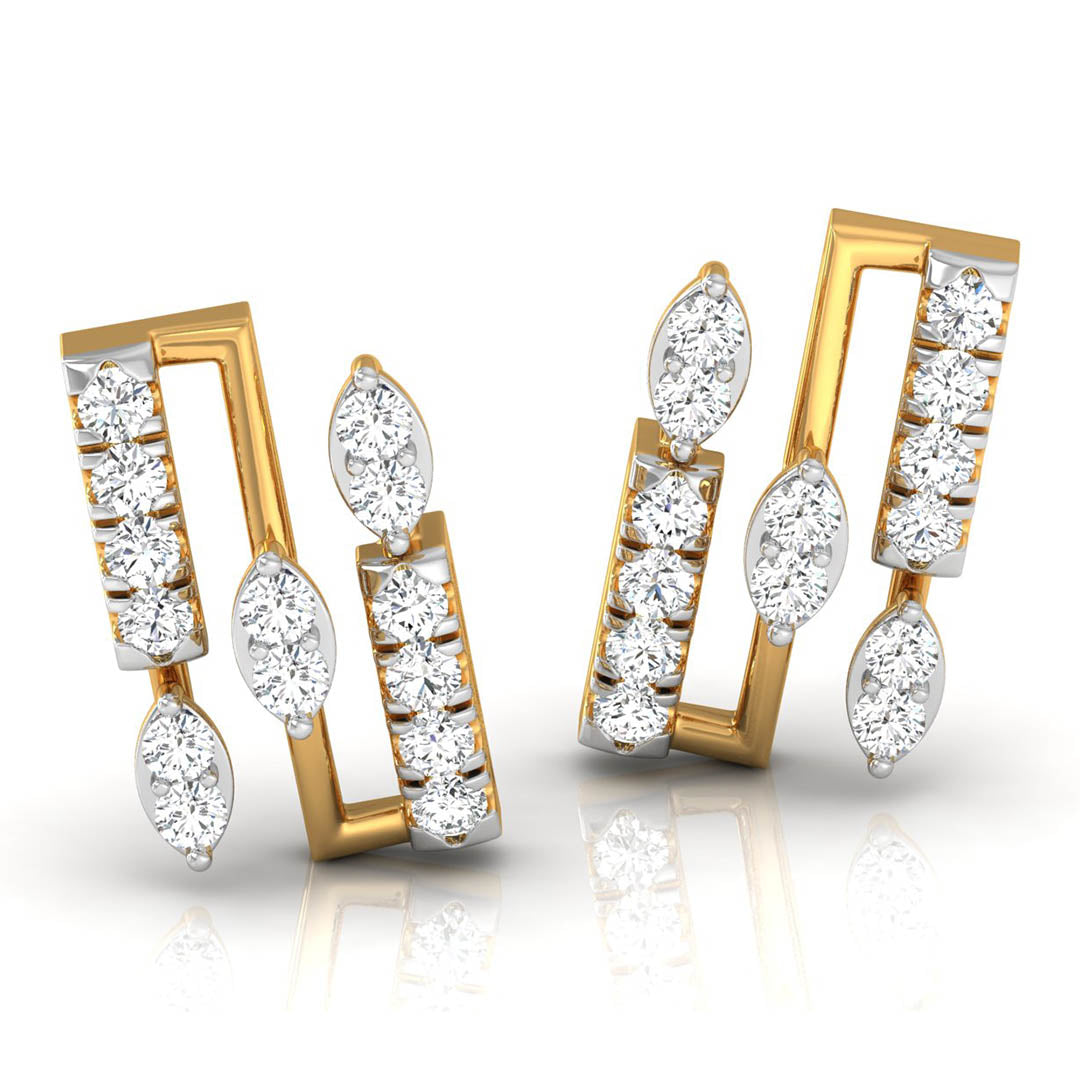 Daily Spark Deco Bar Stack Diamond Stud Earrings