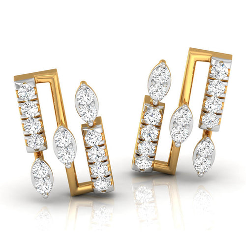 Daily Spark Deco Bar Stack Diamond Stud Earrings