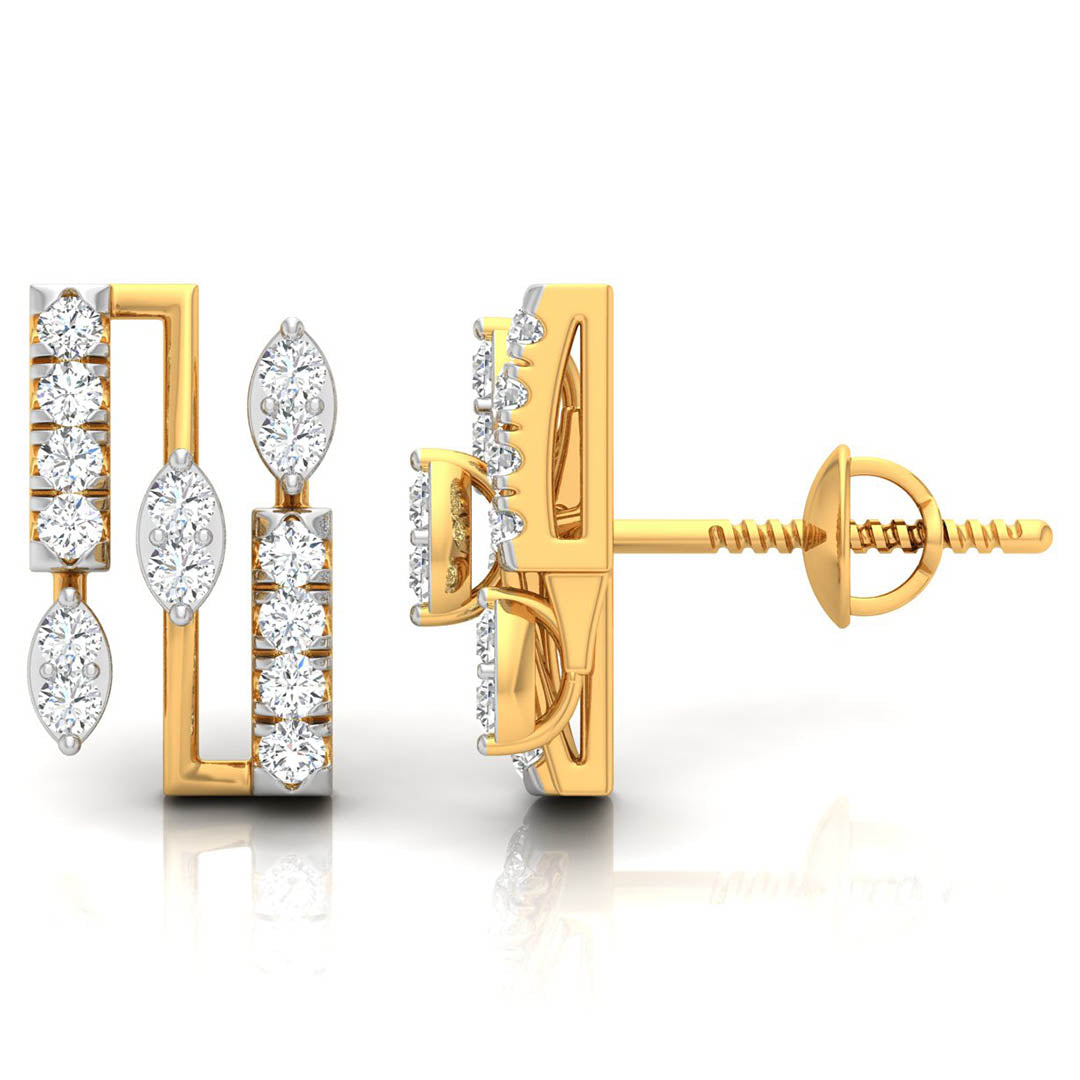 Daily Spark Deco Bar Stack Diamond Stud Earrings