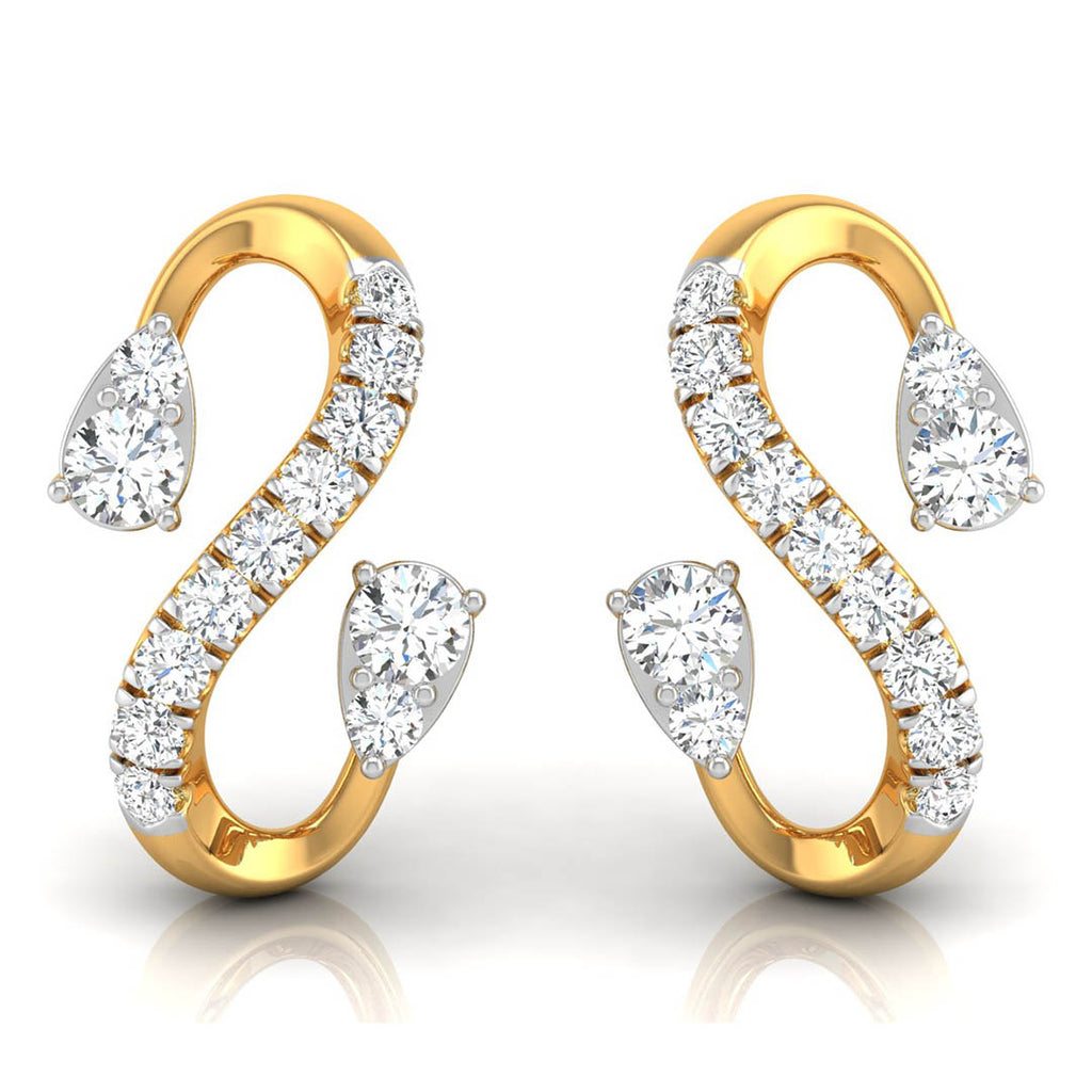 Daily Spark Ribbon Swirl Diamond Stud Earrings