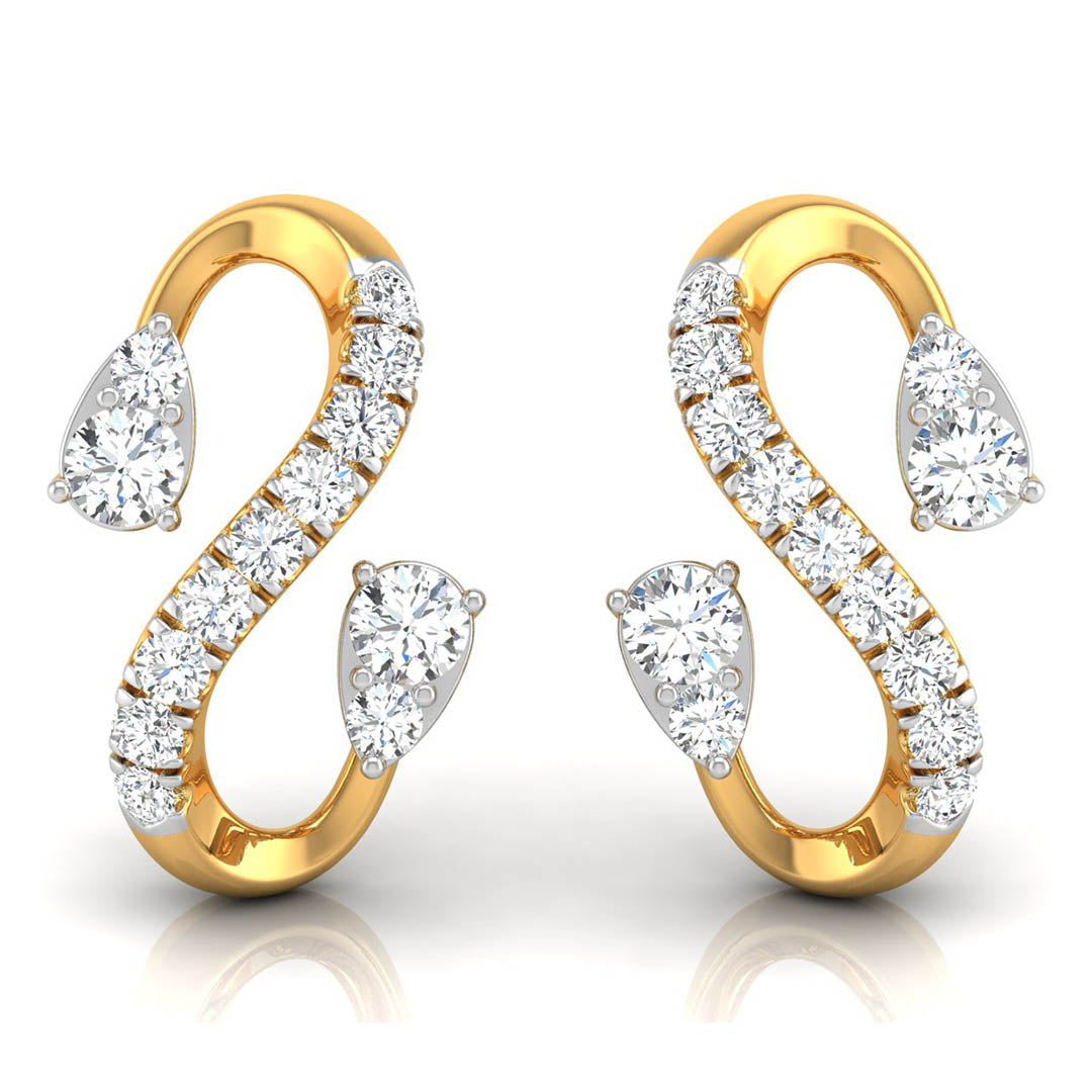 Daily Spark Ribbon Swirl Diamond Stud Earrings