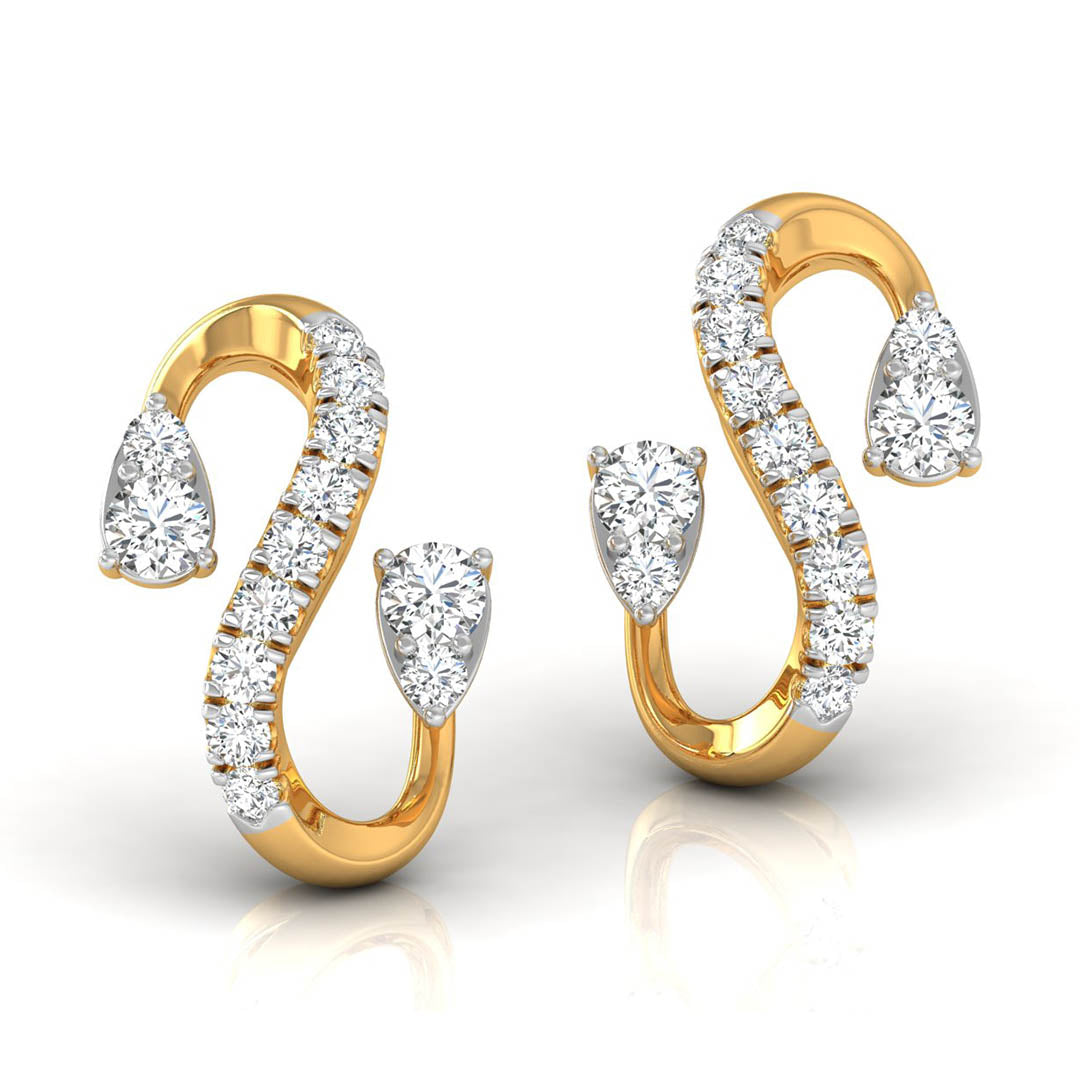 Daily Spark Ribbon Swirl Diamond Stud Earrings