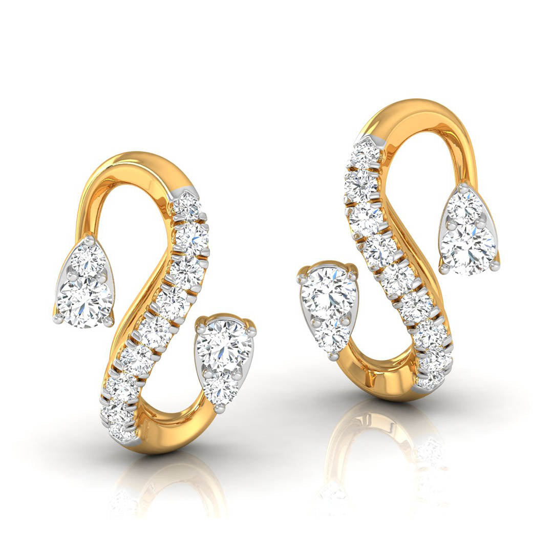 Daily Spark Ribbon Swirl Diamond Stud Earrings