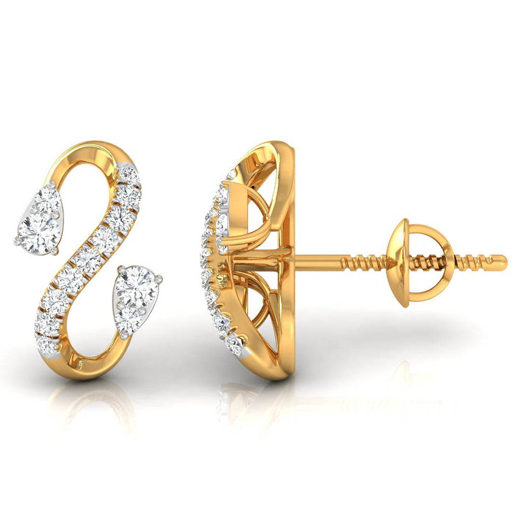 Daily Spark Ribbon Swirl Diamond Stud Earrings
