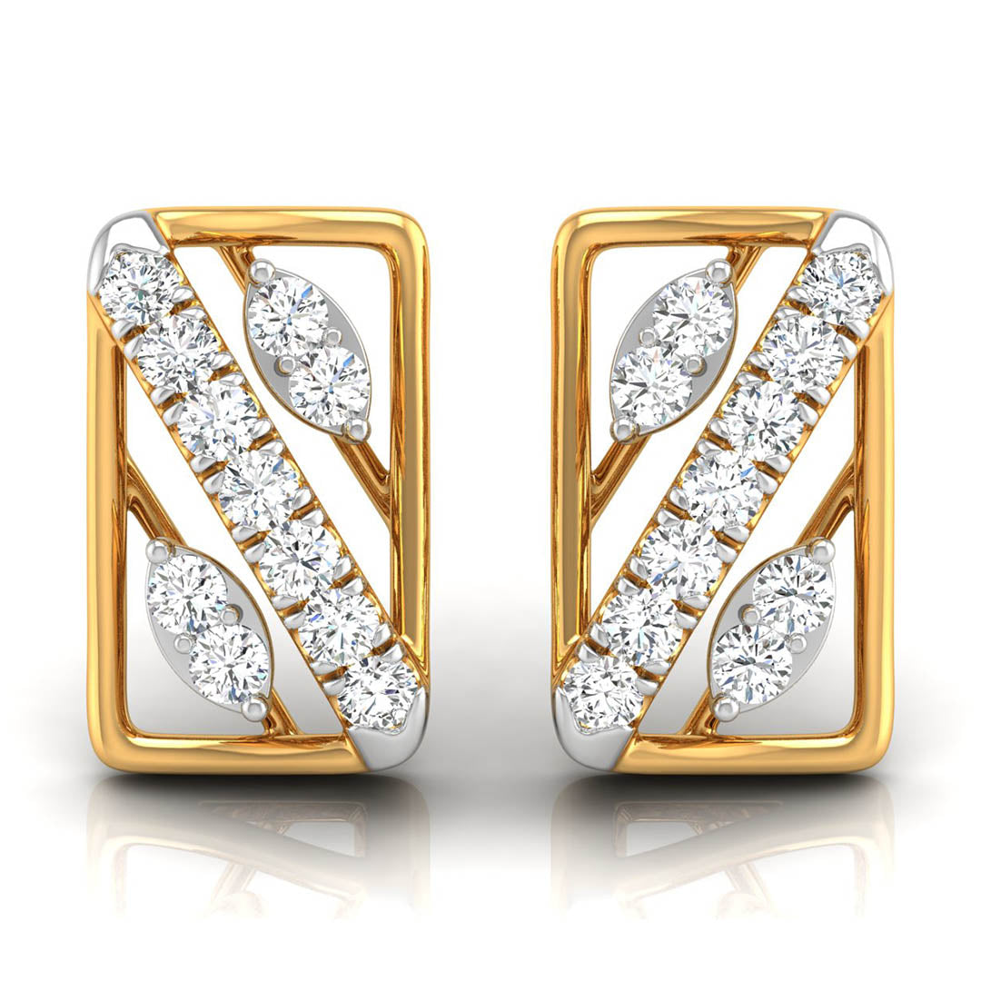 Daily Spark Deco Stripe Diamond Stud Earrings