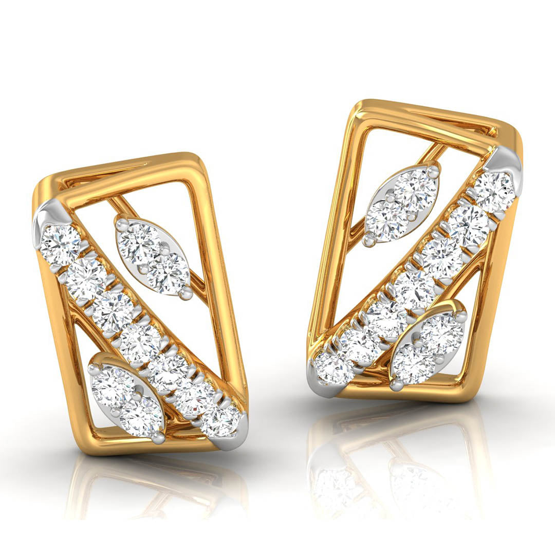 Daily Spark Deco Stripe Diamond Stud Earrings