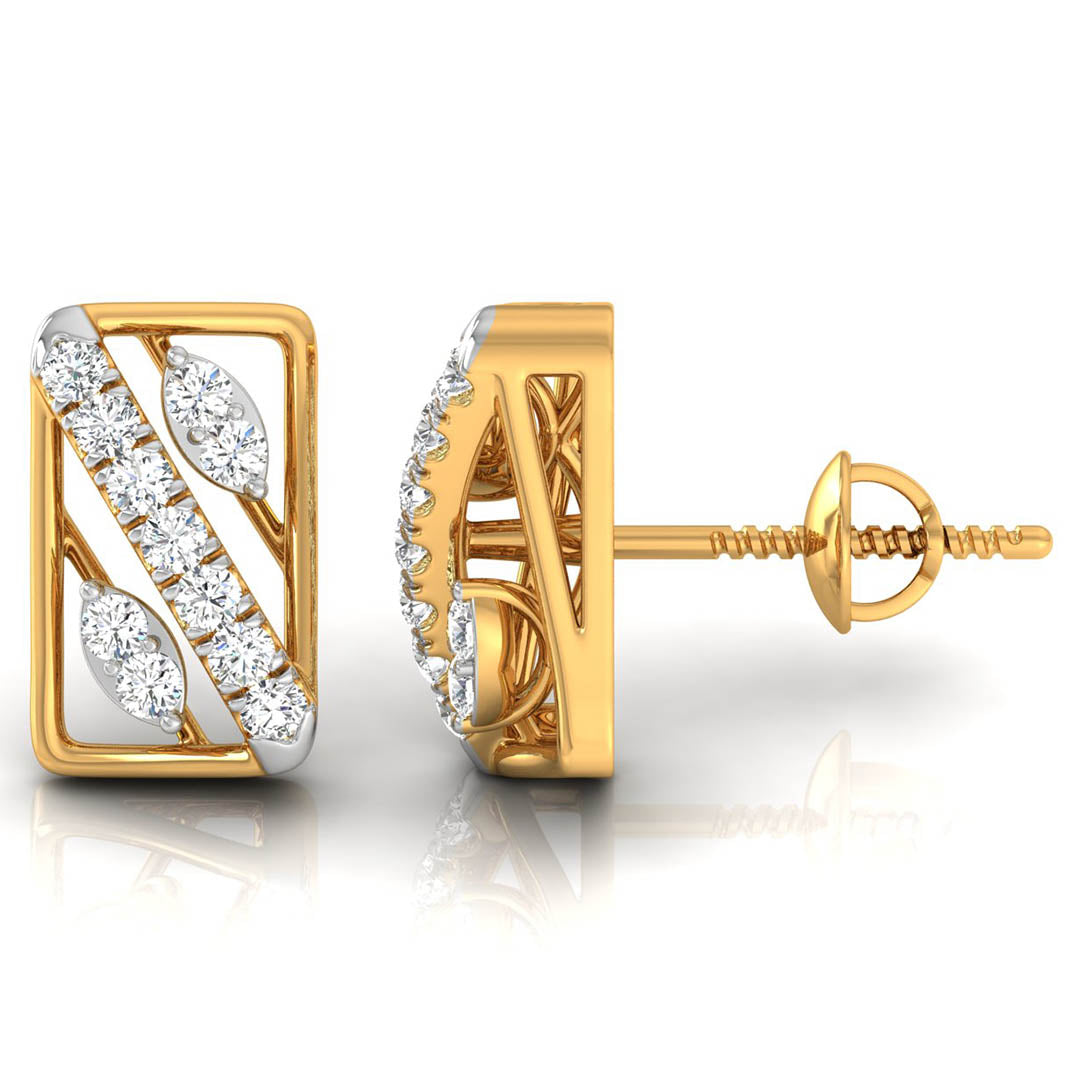 Daily Spark Deco Stripe Diamond Stud Earrings