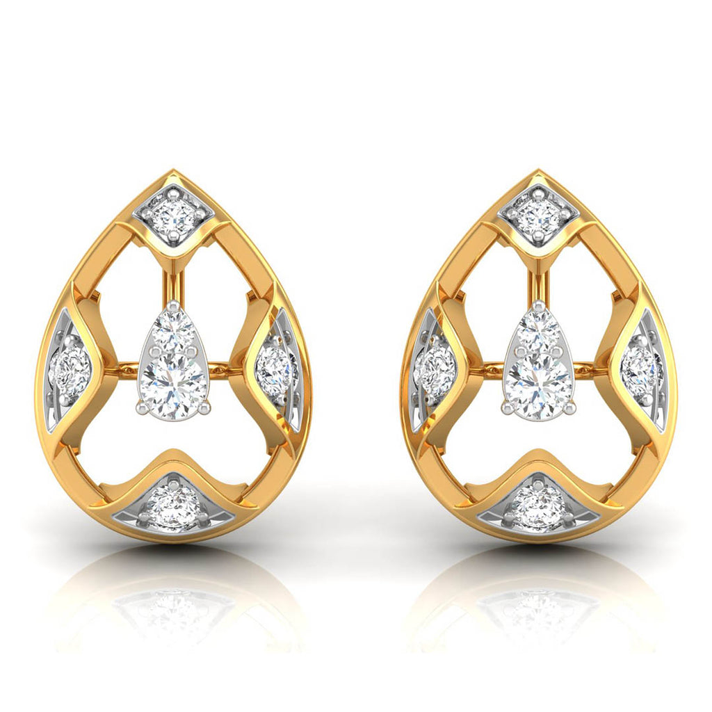 Daily Spark Teardrop Lattice Diamond Stud Earrings