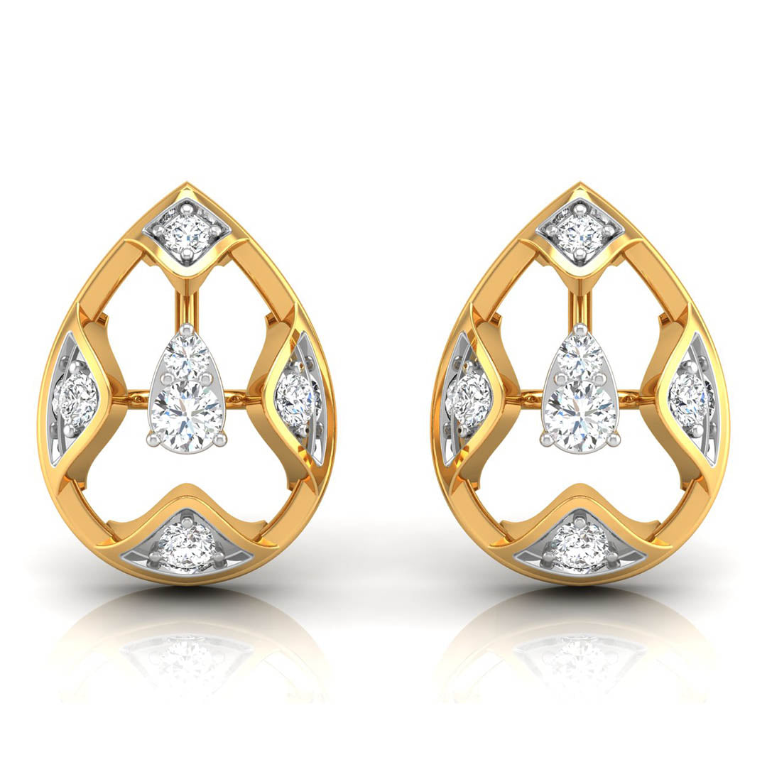Daily Spark Teardrop Lattice Diamond Stud Earrings