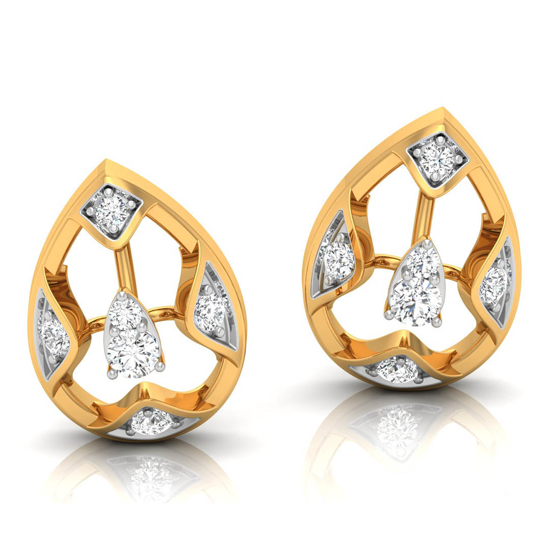 Daily Spark Teardrop Lattice Diamond Stud Earrings