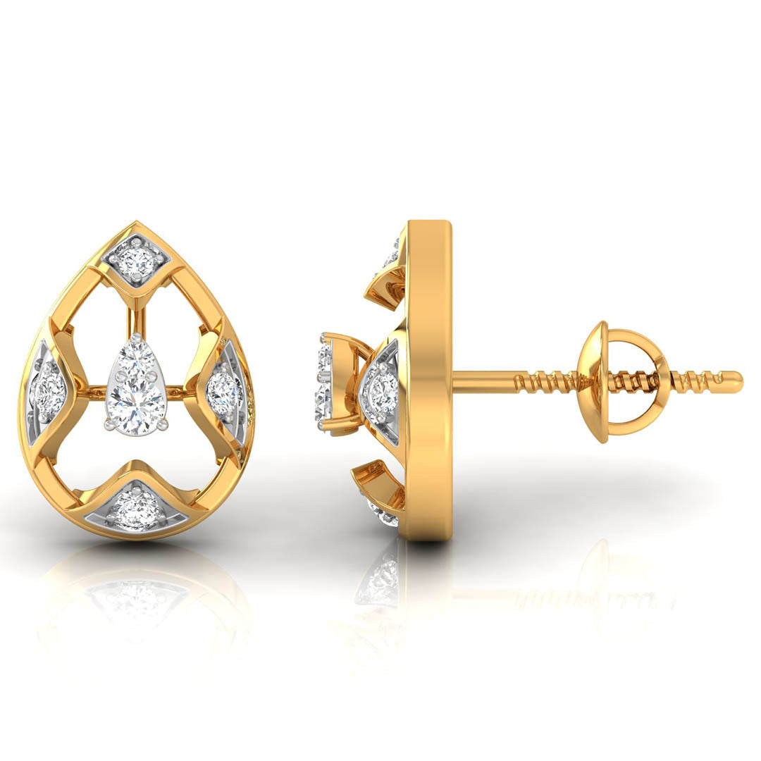 Daily Spark Teardrop Lattice Diamond Stud Earrings