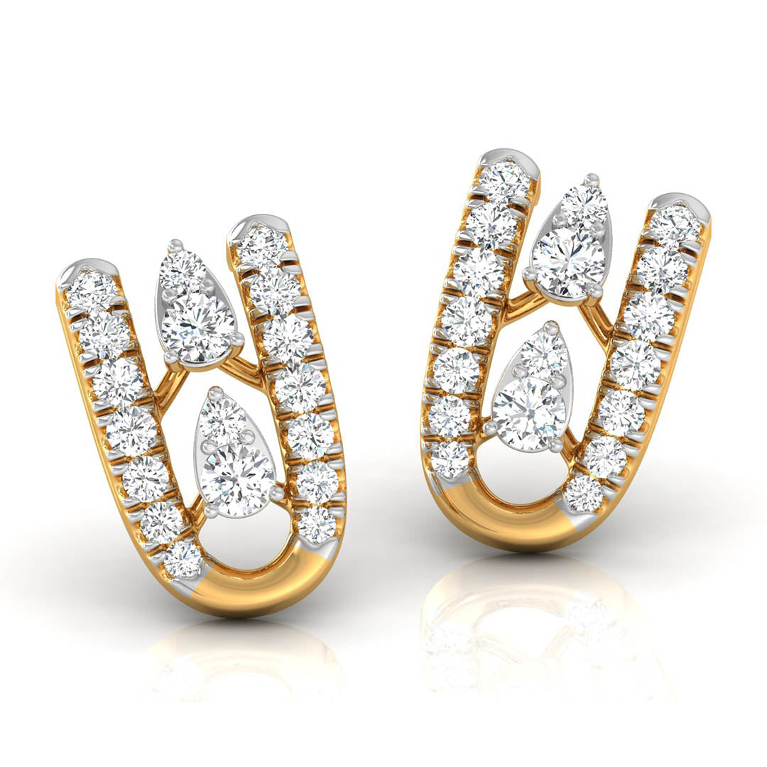 Daily Spark Twin Arc Diamond Stud Earrings