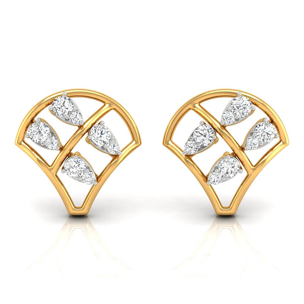 Daily Spark Shell Fan Diamond Stud Earrings