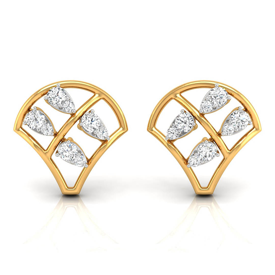 Daily Spark Shell Fan Diamond Stud Earrings